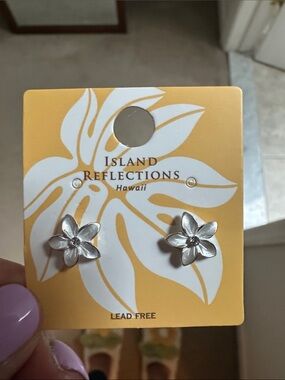 Silver plated Plumeria Flower Stud Earrings